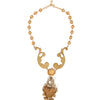 Dolce & Gabbana Gold Ceramic Crystal Cherub Baroque Pendant Necklace