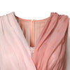 Dolce & Gabbana Pink Silk Tulle Long Sleeve V-neck Dress