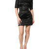 Dolce & Gabbana Black Embellished Short Sleeve Sheath Dress