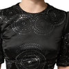 Dolce & Gabbana Black Embellished Short Sleeve Sheath Dress
