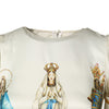 Dolce & Gabbana Beige Madonne Print Silk Short Sleeve Dress