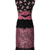 Dolce & Gabbana Black Pink Floral Lace Silk Sheath Dress