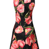 Dolce & Gabbana Black Floral Print Viscose A-line Mini  Dress