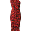 Dolce & Gabbana Red Leopard Print Nylon Sheath Midi Dress