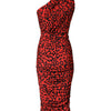 Dolce & Gabbana Red Leopard Print Nylon Sheath Midi Dress