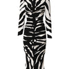 Dolce & Gabbana Black White Zebra Viscose Sheath Midi Dress