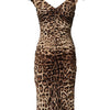 Dolce & Gabbana Brown Leopard Sleeveless Sheath Midi Dress