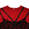 Dolce & Gabbana Black Red Contrasting Bra Cady Midi Dress