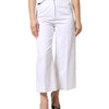 Dolce & Gabbana White Cotton High Waist WideLeg Cropped Pants