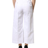 Dolce & Gabbana White Cotton High Waist WideLeg Cropped Pants