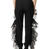 Dolce & Gabbana Black High Waist Tulle Wool Trouser Pants