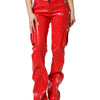 Dolce & Gabbana Red Glossy Polyester Cargo Boot Cut Pants