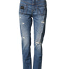 Dolce & Gabbana Blue Distressed Washed Cotton Denim Jeans