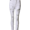 Dolce & Gabbana White Distressed High Waist Denim Jeans