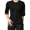 Dolce & Gabbana Black Cotton Bustier Corset Short Sleeves T-shirt
