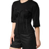 Dolce & Gabbana Black Cotton Bustier Corset Short Sleeves T-shirt