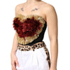 Dolce & Gabbana Black Gold Heart Bustier Corset Tinsel Top