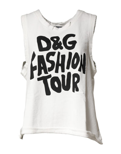 Dolce & Gabbana White Graphic CrewNeck Sleeveless Tank T-shirt