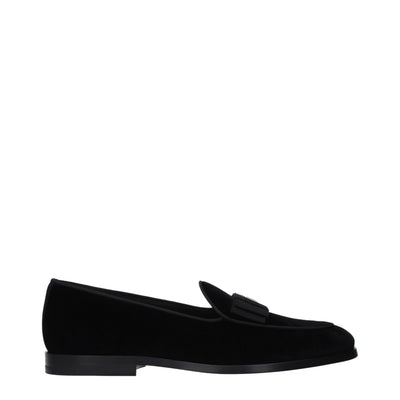 Dolce & Gabbana Black Velvet Slip-On Loafers