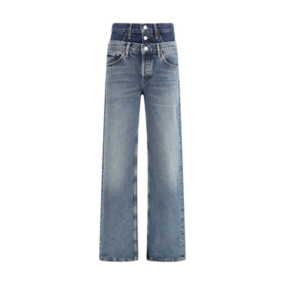 Agolde Blue Recycled Cotton Straight-Leg Jeans