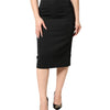 Dolce & Gabbana Black Cotton Pencil Cut High Waist Midi Skirt