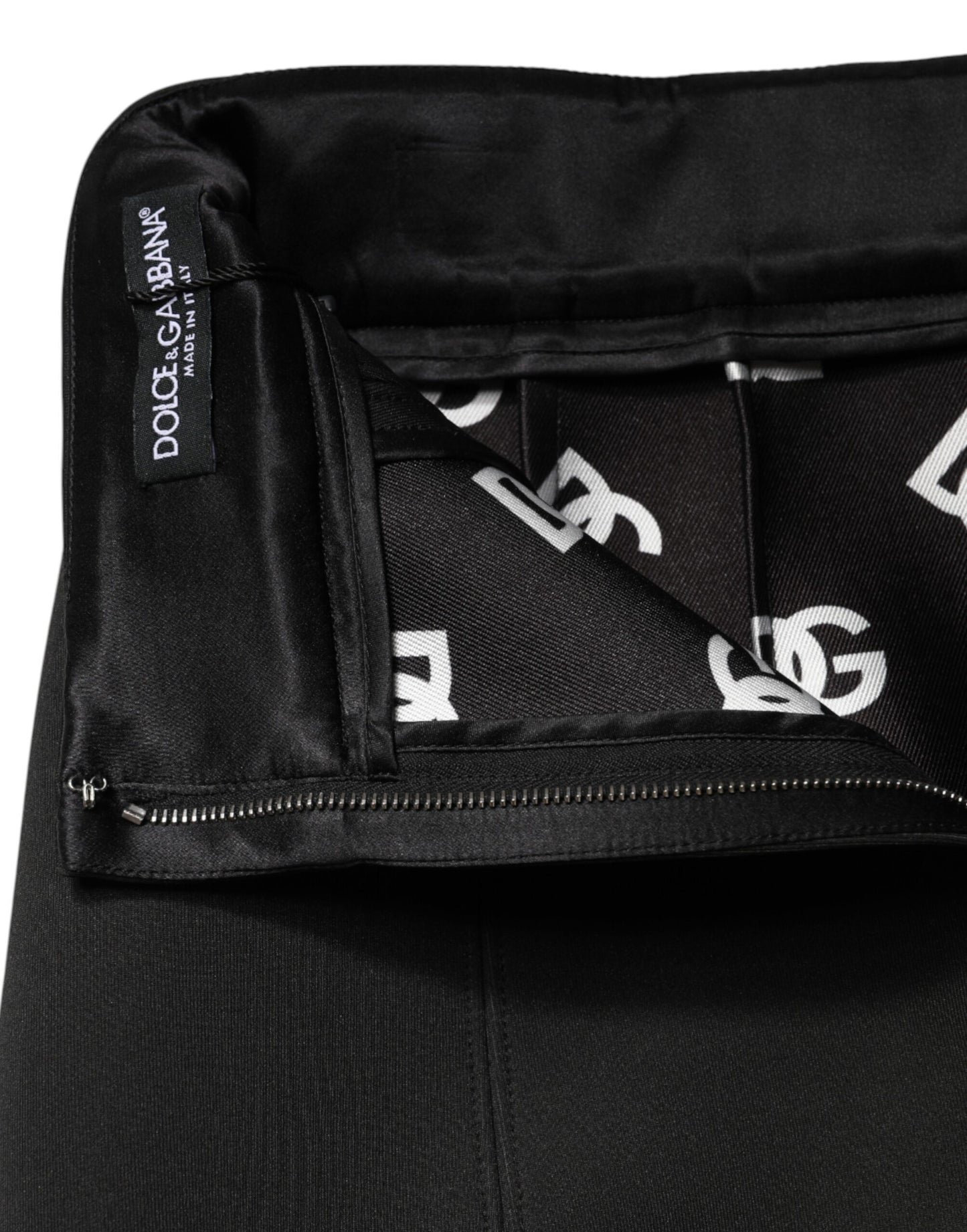 Dolce &amp; Gabbana Schwarzer Nylon-Minirock im Bleistift-Schnitt mit hohem Bund