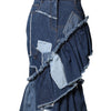 Dolce & Gabbana Blue Patchwork Layered Denim Midi Skirt