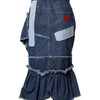 Dolce & Gabbana Blue Patchwork Layered Denim Midi Skirt