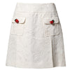 Dolce & Gabbana White Floral Brocade High Waist Mini Skirt
