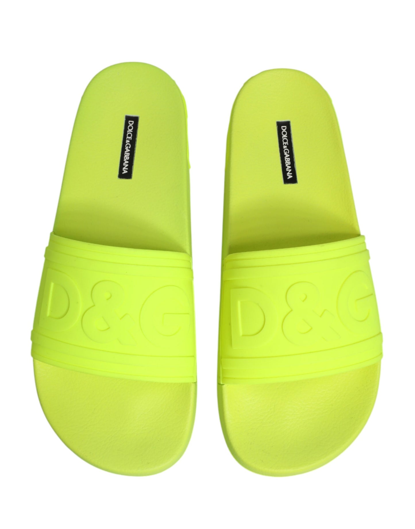 Dolce & Gabbana Green Rubber Slides Sandals Beachwear Shoes