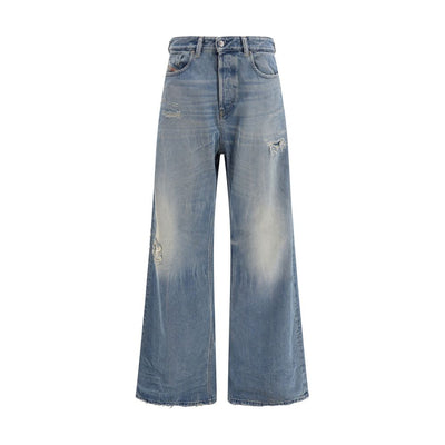 Diesel Blue Cotton Relaxed Fit Jeans