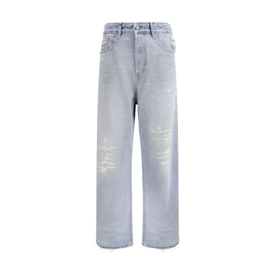 Diesel Light Blue Cotton Relaxed Fit Jeans