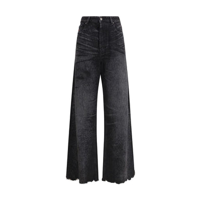 Diesel Black Cotton Relaxed Fit Jeans