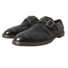 Dolce & Gabbana Black Leather Monk Strap Studded Dress Shoes
