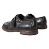 Dolce & Gabbana Black Leather Monk Strap Studded Dress Shoes