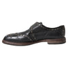 Dolce & Gabbana Black Leather Monk Strap Studded Dress Shoes