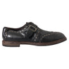 Dolce & Gabbana Black Leather Monk Strap Studded Dress Shoes