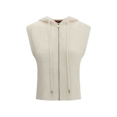 Max Mara White Wool Sleeveles Sweater