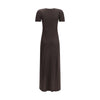 Ferragamo Brown Fleece Wool Long Dress
