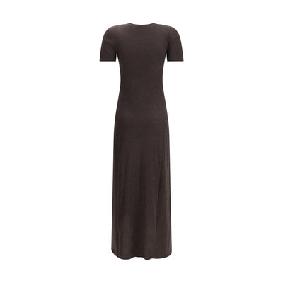Ferragamo Brown Fleece Wool Long Dress