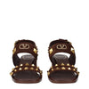 Valentino Garavani Brown Leather Strap-On Sandals