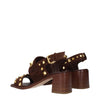 Valentino Garavani Brown Leather Strap-On Sandals