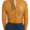 Mangano Mustard Turtle Neck Long Sleeve Lace Top Blouse