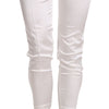 Elisabetta Franchi White Low Waist Cropped Skinny Trouser Pants