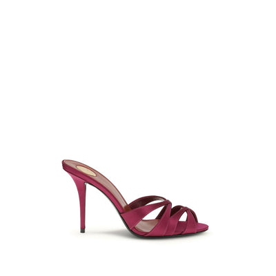 Saint Laurent Bordeaux Seidensandalen mit Stilettoabsatz