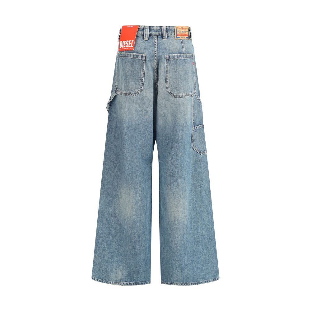 Diesel Blue Cotton Relaxed Fit Jeans