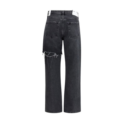 Agolde Black Recycled Cotton Straight-Leg Jeans