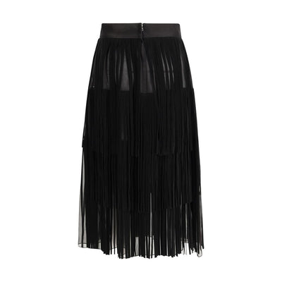 Dolce & Gabbana Black Silk Long Skirt