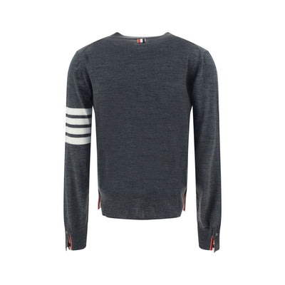 Thom Browne graues Fleece-Woll-Polohemd