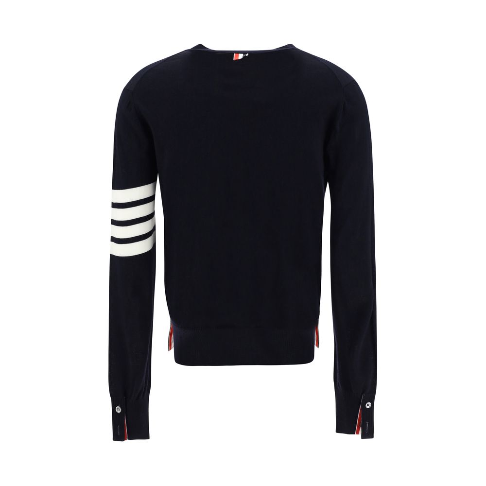 Thom Browne Polohemd aus blauer Fleecewolle